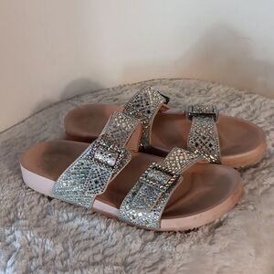 Madden Girl Lemonade Rhinestone Double Buckle Slides